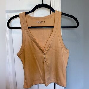 Abercrombie & Fitch Essential Henley Tank in Light Orange (Medium)